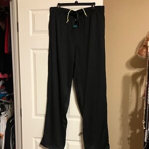 Nike Black Pants with Neon Yellow tie.  These are lightweight dry, fit joggers.